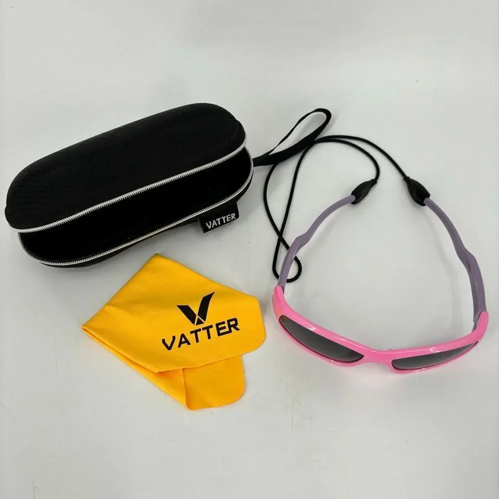 Vatter Youth Sport Sunglasses Polarized Unbreakable Strap Case Pink Purple
